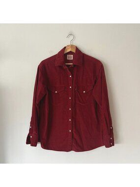 Levi's Red Corduroy Western Pearl Snap Shirt Women's Size Small